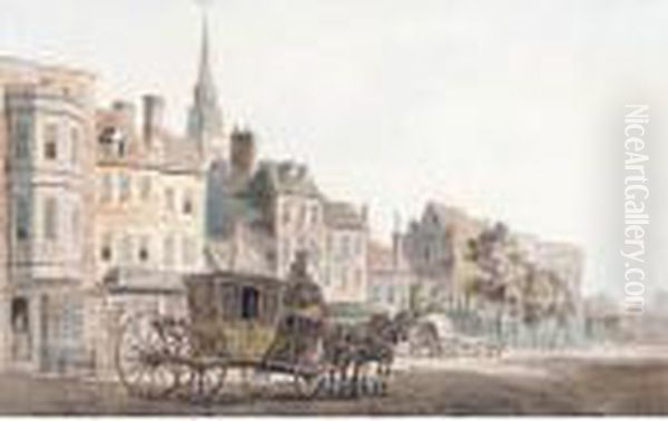 A Coach And Horses Entering York Oil Painting by William Marlow