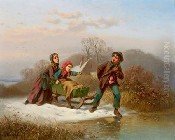 Wintervergnugen Oil Painting by Ferdinand Marohn