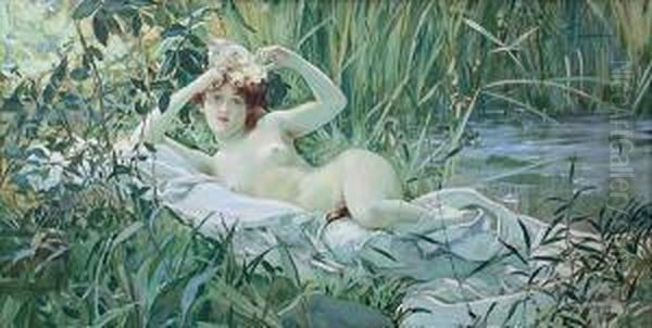 Water Fairy Oil Painting by Ludwig, Ludek Marold