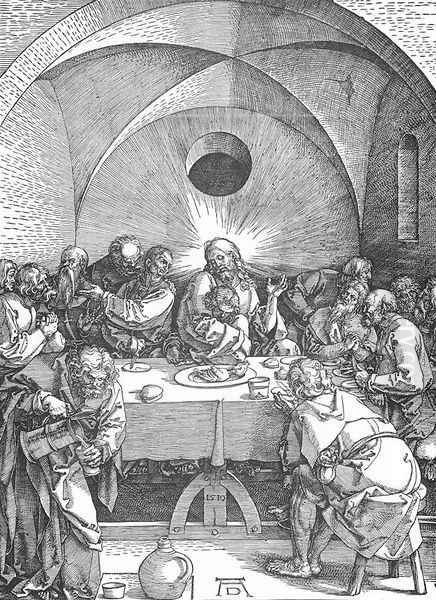 The Large Passion 9. Last Supper Oil Painting by Albrecht Durer