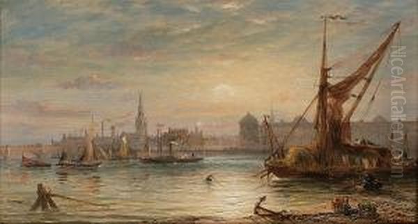 Port In Dublin Oil Painting by James Richard Marquis