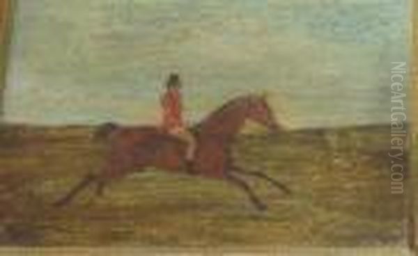 Portrait Of A Bay Horse With A 
Jockey Up And A Gentleman In Attendance; A Bay Horse With A Huntsman Up Oil Painting by Benjamin Marshall