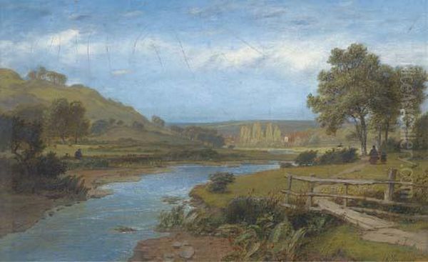 The Walk Home By The River; And Angling On The River Oil Painting by Charles Marshall