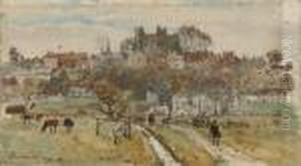 View Of Lewes, East Sussex Oil Painting by Herbert Menzies Marshall