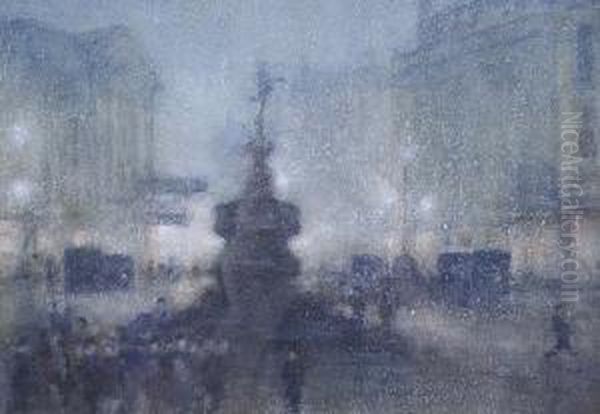 Piccadily At Night Oil Painting by Herbert Menzies Marshall