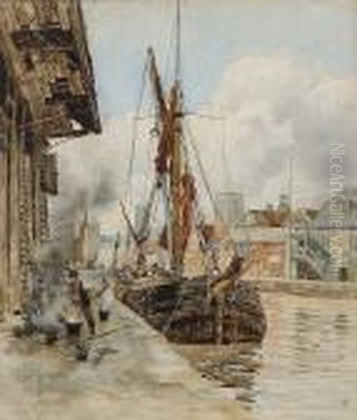 The Port Of Ipswich Oil Painting by Herbert Menzies Marshall