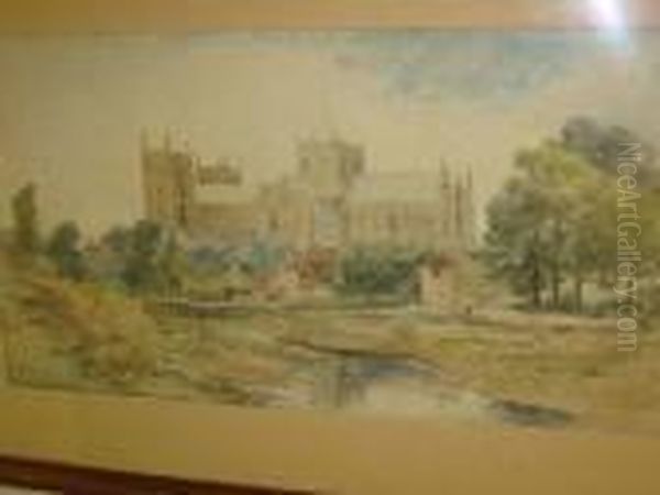 Ripon Cathedral From The Ure Oil Painting by Herbert Menzies Marshall