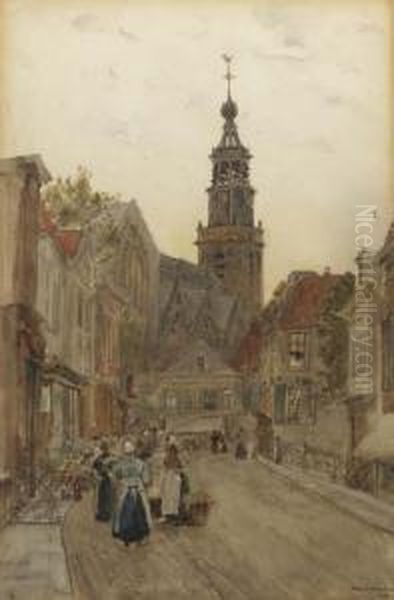 A Street In Rotterdam Oil Painting by Herbert Menzies Marshall