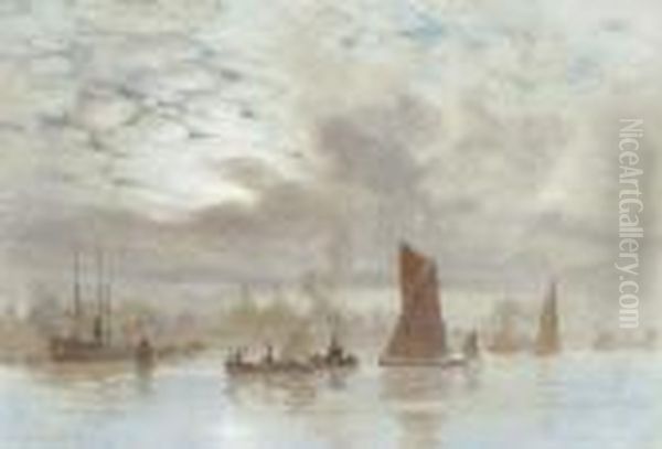 View Of Greenwich From Across The Thames Oil Painting by Herbert Menzies Marshall