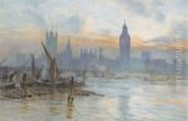 The Houses Of Parliament Oil Painting by Herbert Menzies Marshall