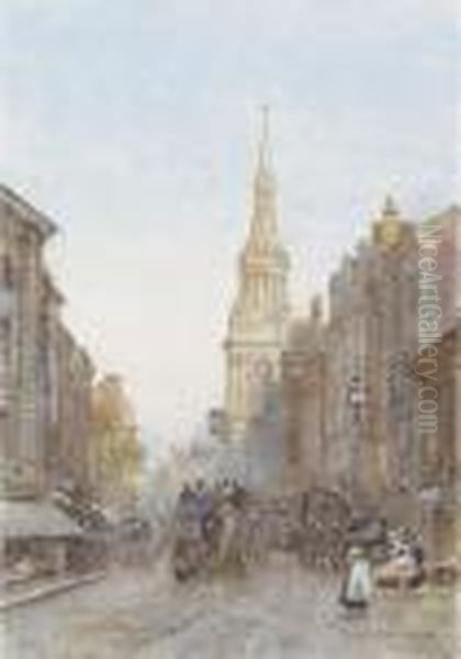 View Of Church Of Mary-le-bow, Cheapside Oil Painting by Herbert Menzies Marshall