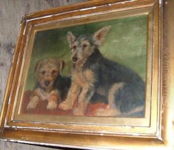 Study Of Twoterriers Oil Painting by John Fitz Marshall