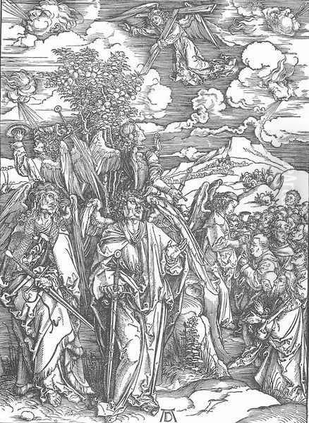 The Revelation of St John 6. Four Angels Staying the Winds and Signing the Chosen Oil Painting by Albrecht Durer