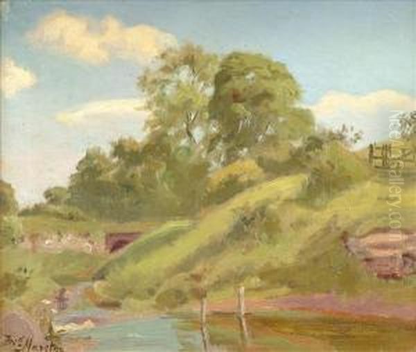 By The Riverside Oil Painting by Freda, Nee Clulow Marston