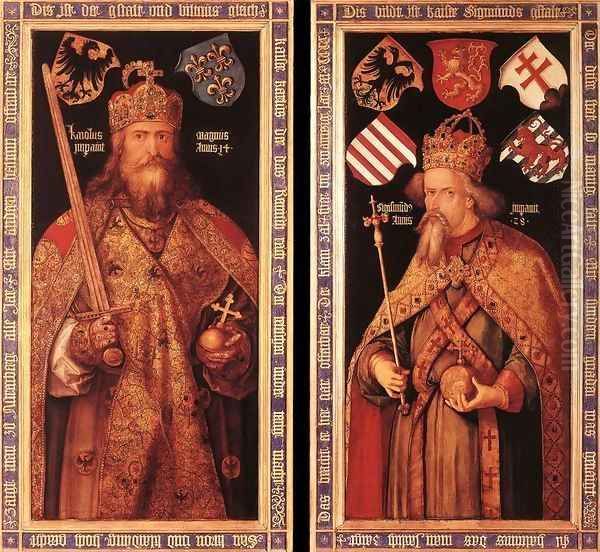 Emperor Charlemagne and Emperor Sigismund 2 Oil Painting by Albrecht Durer