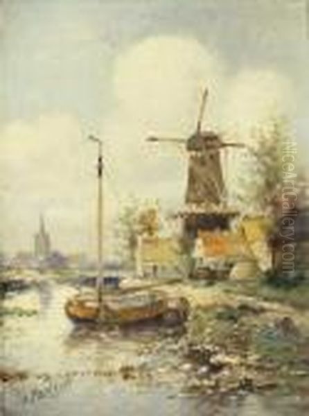 Muhle Am Fluss Oil Painting by Alfred Martens