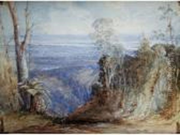 From Douglass's Farm, Kurrajong (towards The Hawkesbury), Emu Plains, New South Wales Oil Painting by Conrad Martens