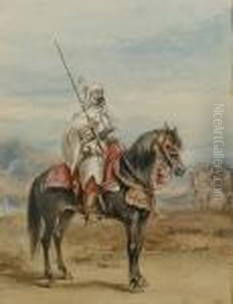 A North African Horseman Oil Painting by Henry Martens