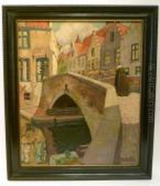 Pont A Bruges Oil Painting by Alfred Martin