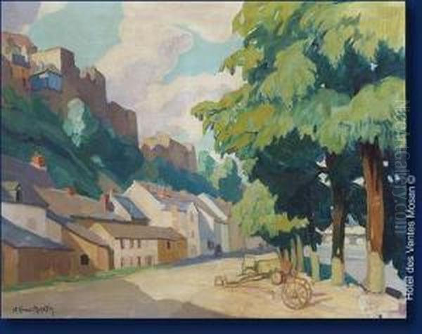 Petite Ville Et Son Chateau En Ardennes Oil Painting by Alfred Martin