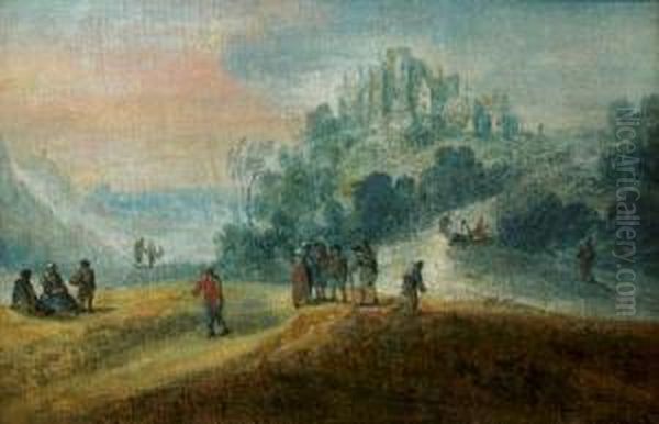 Promeneurs Sur Un Chemin Oil Painting by Martin Andreas Reisner