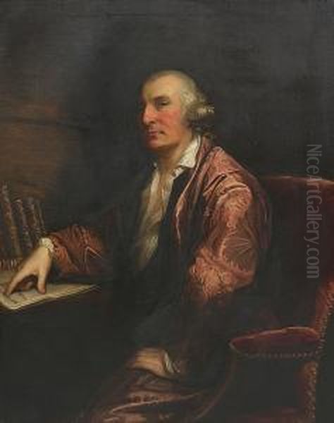 Three-quarter Length Portrait Of
 Rev Dr Alexander 'jupiter' Carlyle Of Inveresk, Seated At His Desk Oil Painting by David Martin