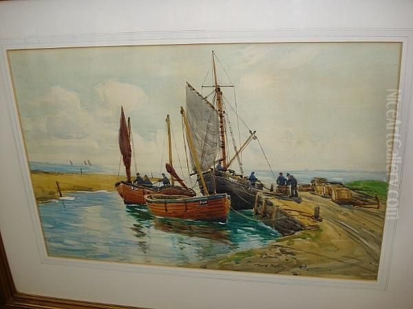 Fishing Boats Oil Painting by David Martin