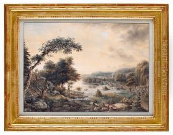 Hunting Scene In The Archipelago At Forsmark, Sweden Oil Painting by Elias Martin