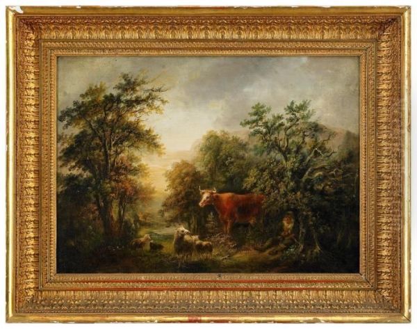 Pastoralt Landskap Med Herde Och Boskap Oil Painting by Elias Martin