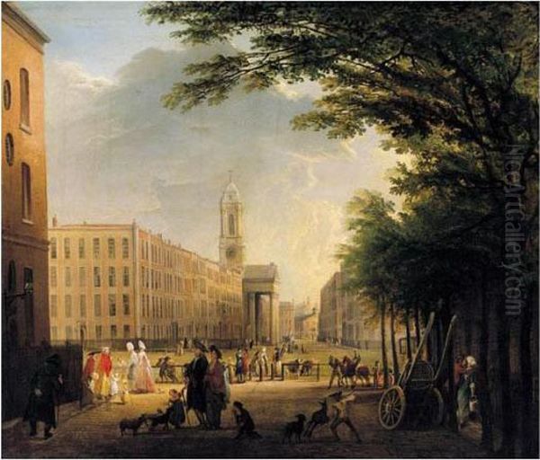 View Of Hanover Square From The North Oil Painting by Elias Martin