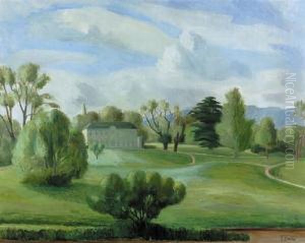 Parc De La Grange A Geneve. Oil Painting by Eugene Louis Martin