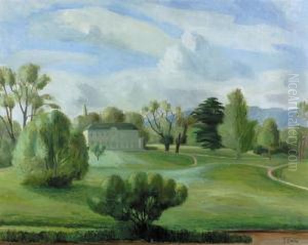 Parc De La Grange In Genf. Oil Painting by Eugene Louis Martin