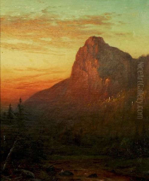 Mountain Sunset Oil Painting by Homer Dodge Martin