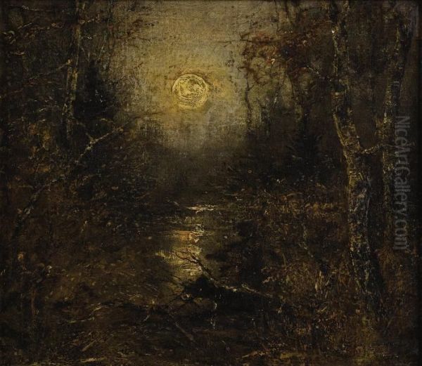 Moonlight Reflecting On Water Oil Painting by Homer Dodge Martin