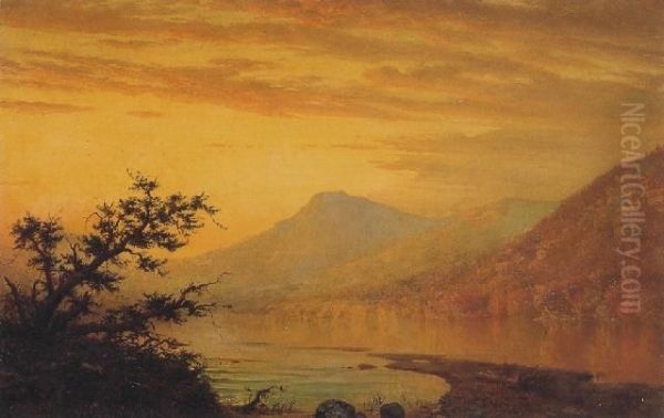 Sunset On Lake George Oil Painting by Homer Dodge Martin