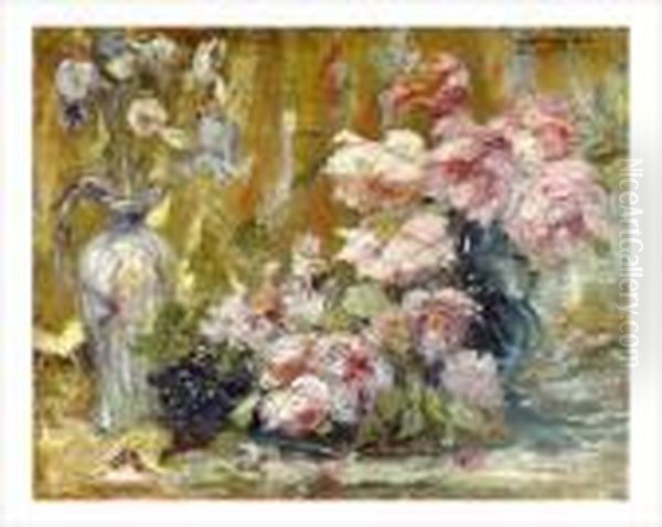 Pivoines Oil Painting by Jacques Martin