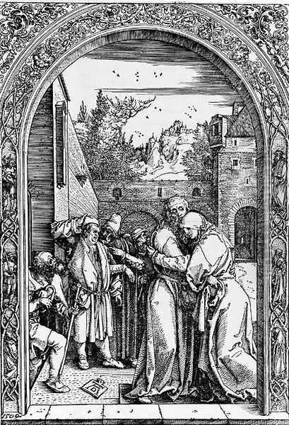 Joachim and St. Anne meet at the golden Gate, from The Life of the Virgin Oil Painting by Albrecht Durer