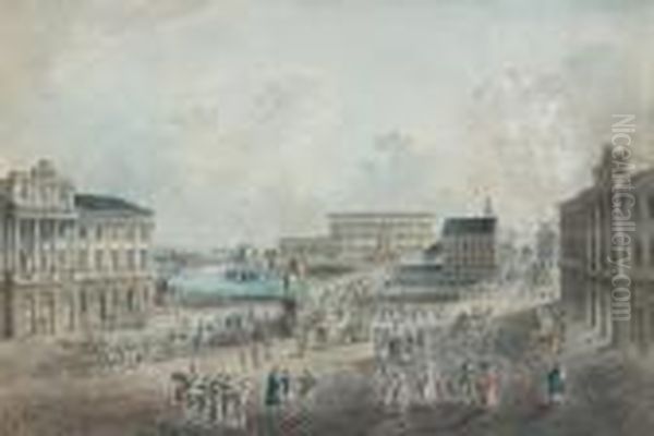 Vue Du Palais Royal De Stockholm Depuis La Place Norr Malmstorg Oil Painting by Johan Fredrik Martin