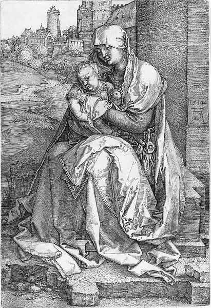 The Virgin and Child Seated by a Wall Oil Painting by Albrecht Durer