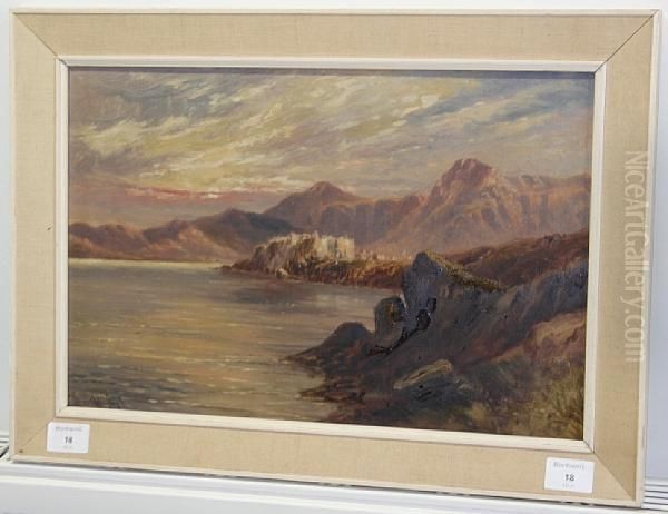 View Off A Coast, Probably Wales Oil Painting by Thomas Mower Martin