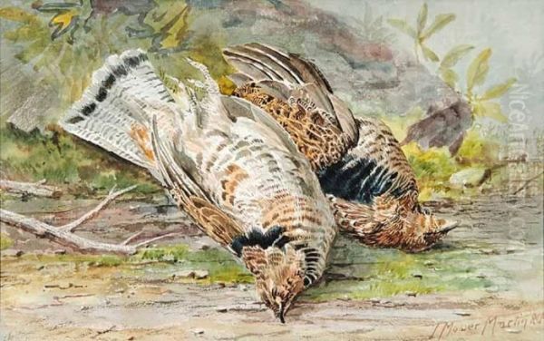 Untitled - A Brace Ofgrouse Oil Painting by Thomas Mower Martin