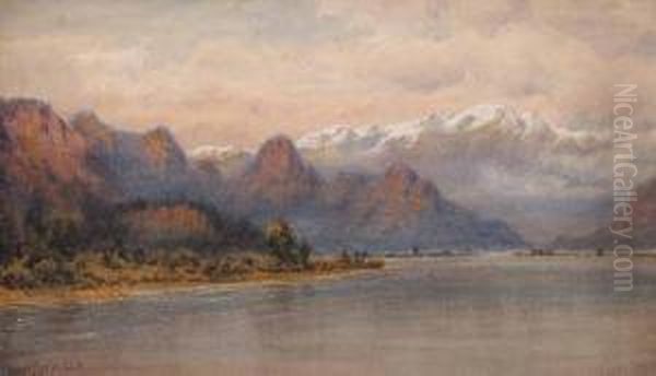 Untitled - Pitt River And Golden Ear Mountains Oil Painting by Thomas Mower Martin