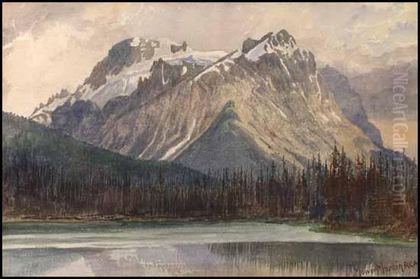 Cathedral Mountain From Kicking Horse Pass, Bc Oil Painting by Thomas Mower Martin