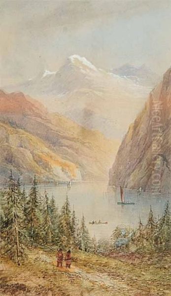 Lake Louise And Mount Aberdeen Oil Painting by Thomas Mower Martin