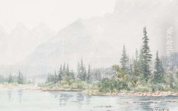 Lake In The Rockies Oil Painting by Thomas Mower Martin