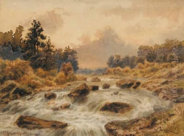 Untitled - Rushing River Oil Painting by Thomas Mower Martin