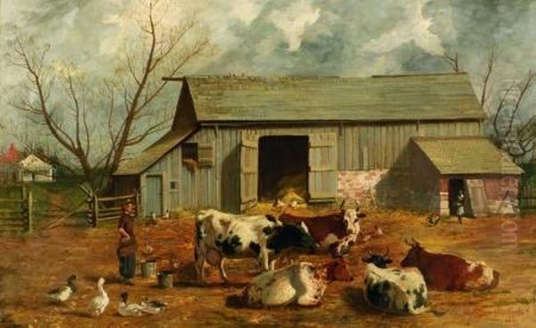 Farm Chores Oil Painting by Thomas Mower Martin