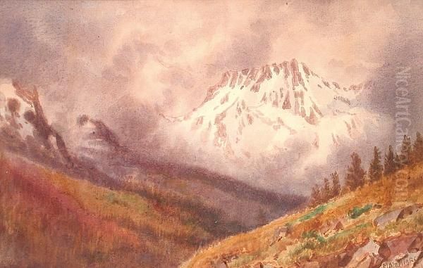 Mount Grizzly, The Rocky Mountains Oil Painting by Thomas Mower Martin