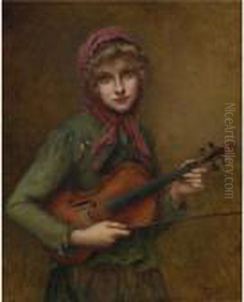 The Young Violin Player Oil Painting by Francois Martin-Kavel