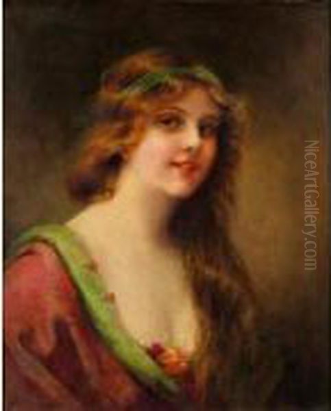 Blonde Au Bandeau Vert Oil Painting by Francois Martin-Kavel